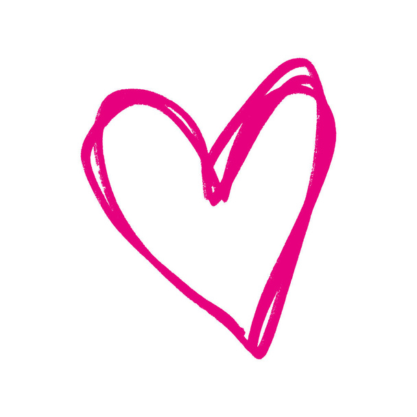 Marco de pincel en forma de corazón, pintura de pincel de tinta rosa. Ilustración aislada sobre fondo blanco
 - Vector, Imagen