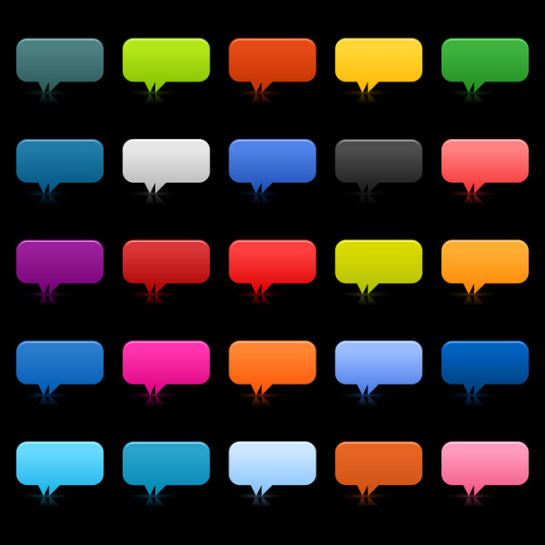 25 simple speech bubble icon web 2.0 buttons. Colored rounded rectangle shapes with shadow on black - Vector, Image