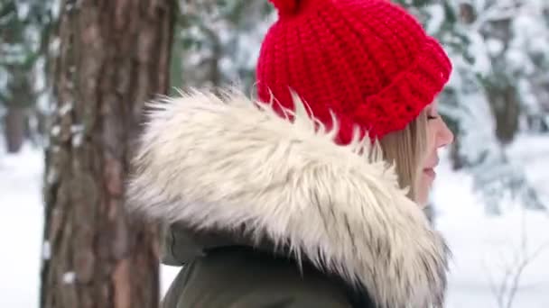 Вид сбоку на женщину, идущую в зимнем лесу
 - Кадры, видео