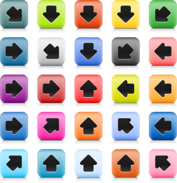 πέτρα web κουμπί με το βέλος σύμβολο της χρώμα. 25 παραλλαγή στρογγυλεμένο τετράγωνο εικονίδιο με σκιά και προβληματισμού σε άσπρο φόντο. αυτόν τον τρόπο δημιουργείται στην τεχνική του συρμάτινου και αποθηκεύεται αρχείο 8 eps - Διάνυσμα, εικόνα