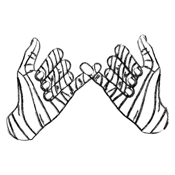 grunge módní ruka s pinky slib znamení vektorové ilustrace - Vektor, obrázek