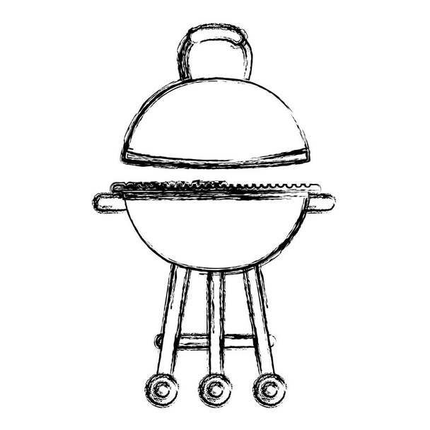 grunge bbq grill object to food nutrition vector illustration - Vector, Image