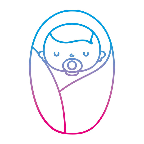 деградированная линия нежный ребенок с соской красоты и одеяло векторной иллюстрации
 - Вектор,изображение