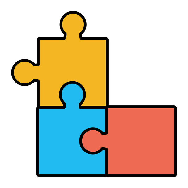 puzzle parçaları birlikte iş oyun vektör çizim renk - Vektör, Görsel