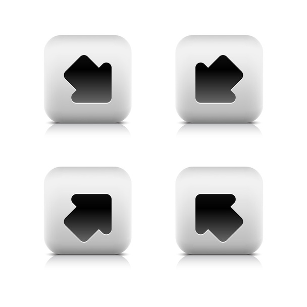Stone web 2.0 button arrow symbol. White rounded square shape with shadow and reflection. White background - Vector, Image