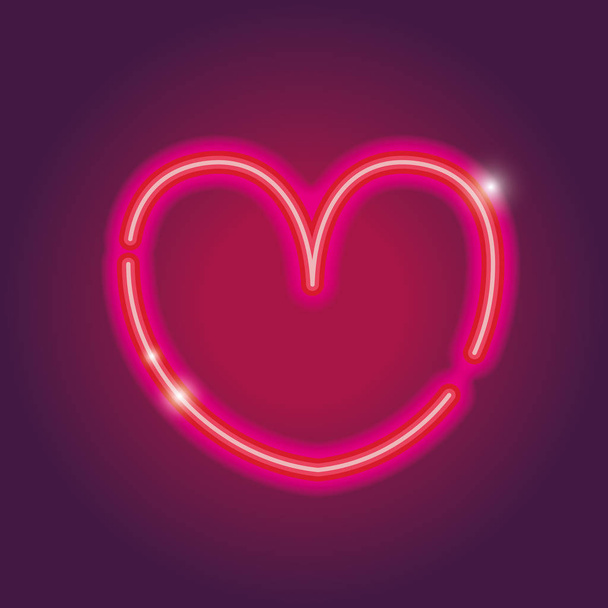 heart neon sign icon decoration design vector illustration - Vetor, Imagem