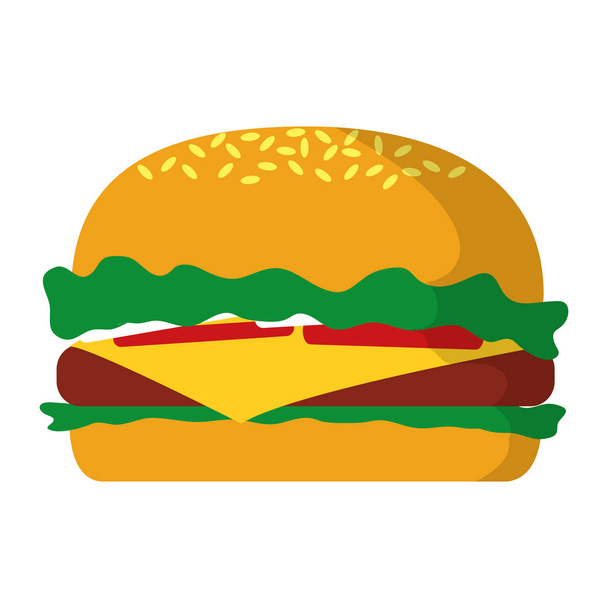 delicious unhealthy hamburger fastfood snack vector illustration - Vector, Image