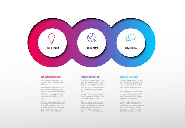 Çok amaçlı Infographic şablonu üç öğe seçenekleri ve hafif bir arka plan üzerinde modern renkler ile vektör - Vektör, Görsel