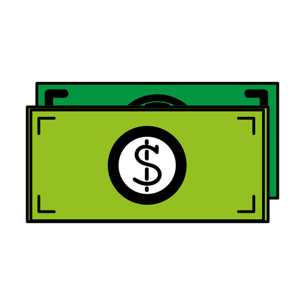 color economy dollar bills cash money vector illustration - Vector, Image