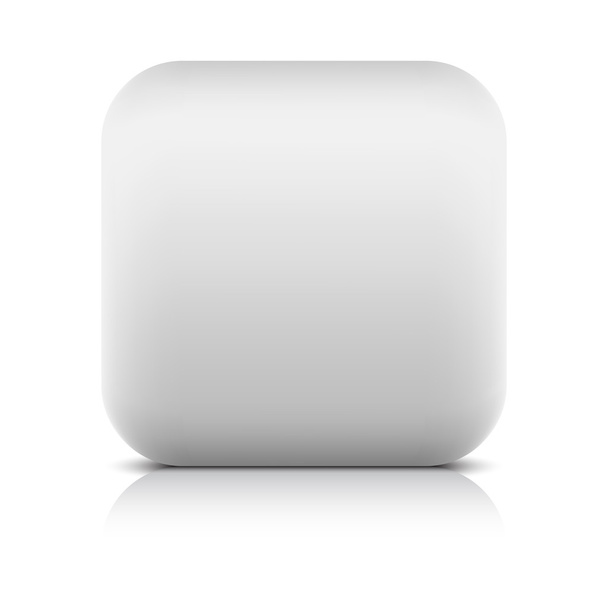 witte steen gematteerd lege web knop met schaduw en reflectie op wit - Vector, afbeelding