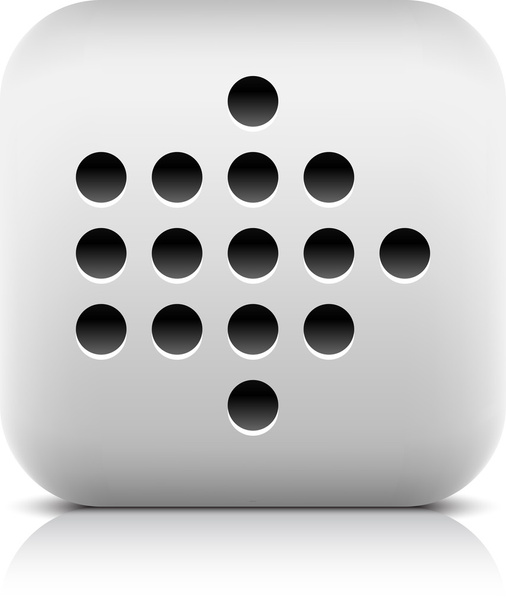 Letrero de flecha punteada botón web 2.0 de piedra. Forma cuadrada redondeada blanca con sombra negra y reflejo gris sobre fondo blanco. Esta ilustración vectorial creado y guardado en 8 eps
 - Vector, imagen
