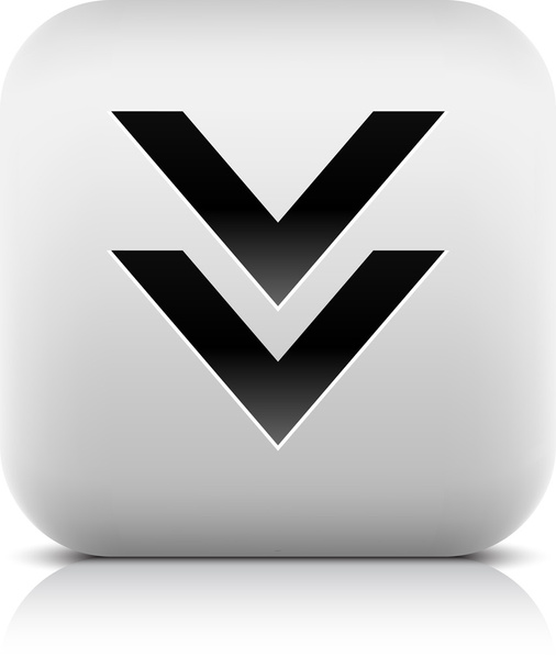 Stone web 2.0 button download symbol arrow sign. White rounded square shape with black shadow and gray reflection on white background. This vector illustration created and saved in 8 eps - Vektor, kép