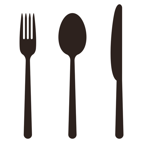 Mes, vork en lepel - Vector, afbeelding