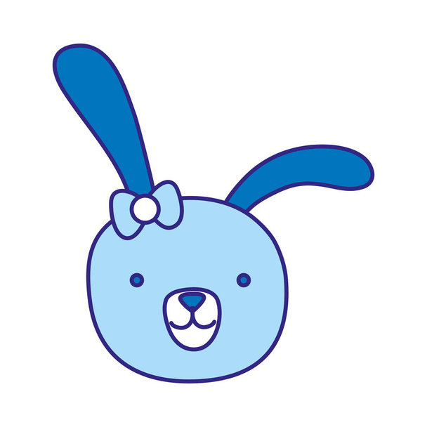 duo color cartoon rabbit female head with ribbon bow vector illustration - Vector, imagen