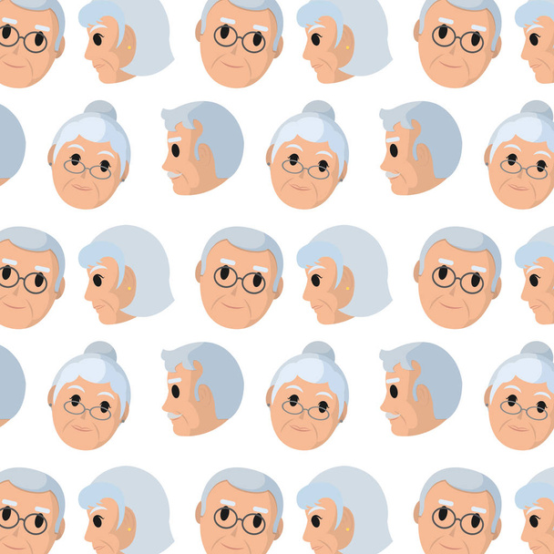 old woman and man head background vector illustration - Vector, Image