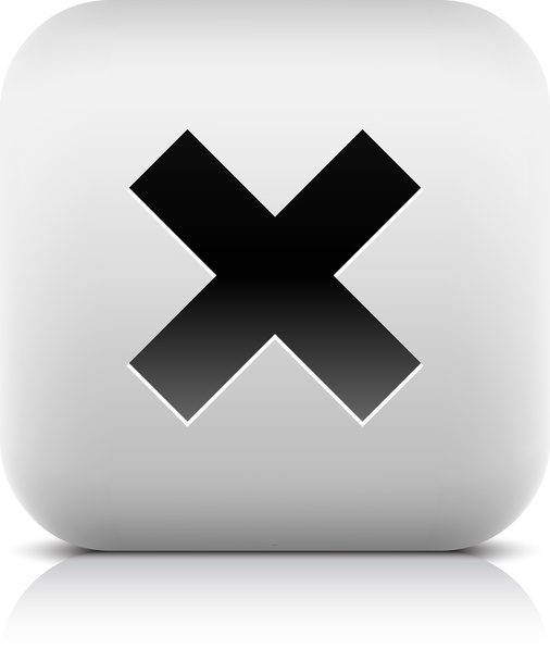 Símbolo de símbolo de exclusão de botão Stone web 2.0. Forma quadrada arredondada branca com sombra preta e reflexão cinza no fundo branco. Esta ilustração vetorial criada e salva em 8 eps
 - Vetor, Imagem