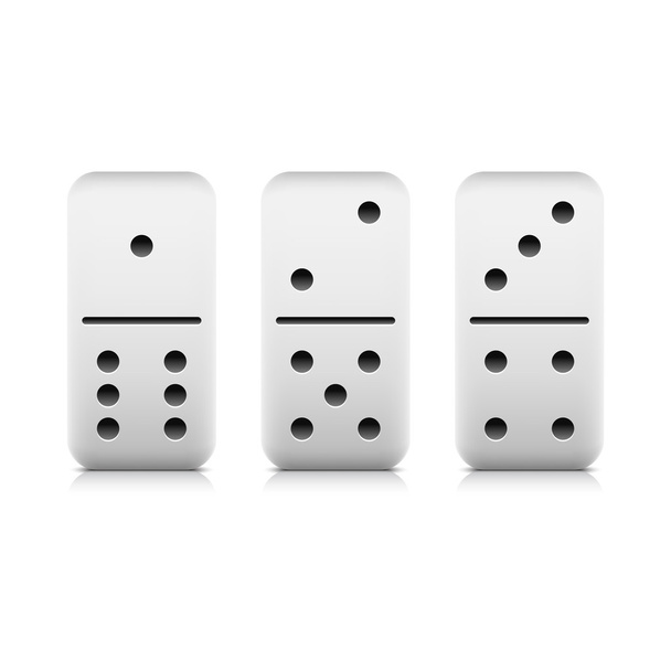 getallen zeven van domino web 2.0 knop. witte spel blok met schaduw en reflectie op witte achtergrond - Vector, afbeelding