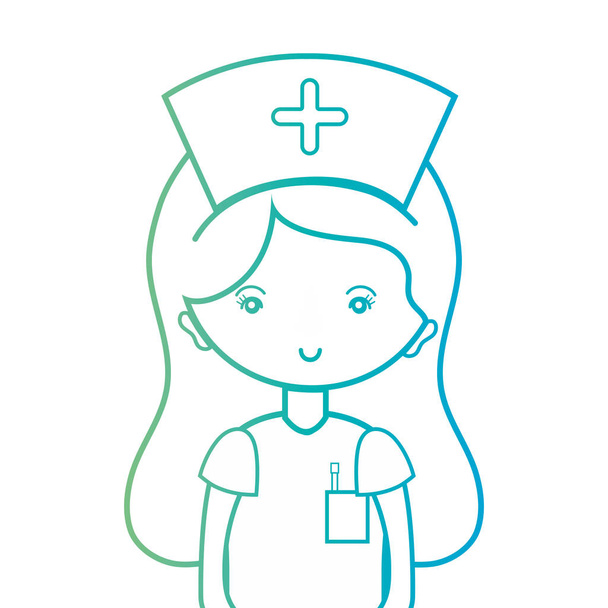 ligne femme infirmière avec uniforme et dessin de coiffure illustration vectorielle
 - Vecteur, image