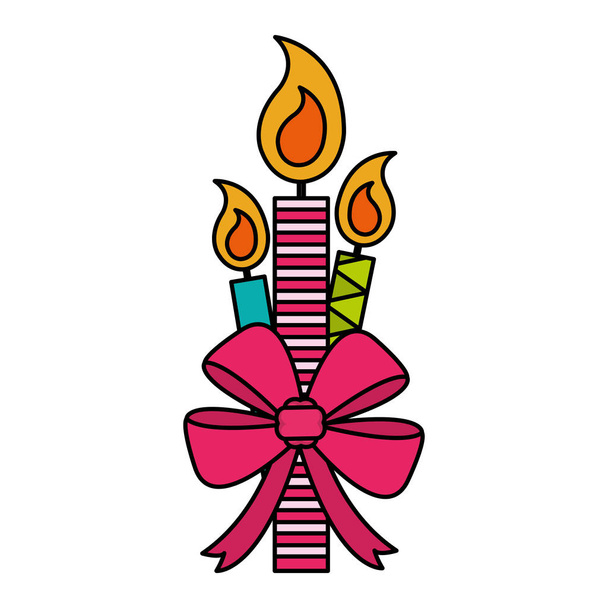 リボン弓装飾ベクトル イラスト色パーティ キャンドル - ベクター画像
