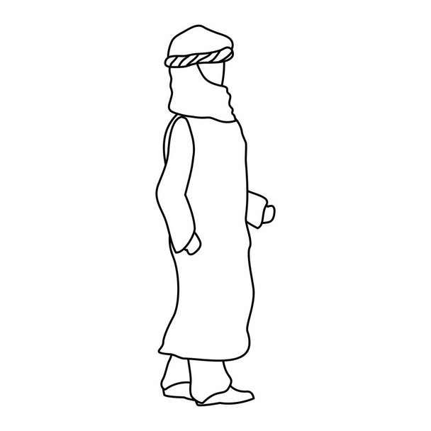 vonal Arab férfi turbán és köntös design vektor illusztráció - Vektor, kép