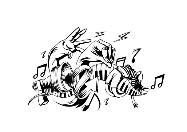 Instrumentos musicais de fundo. Desenho de ilustração vetorial
. - Vetor, Imagem