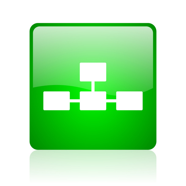 database green square web glossy icon - Foto, afbeelding