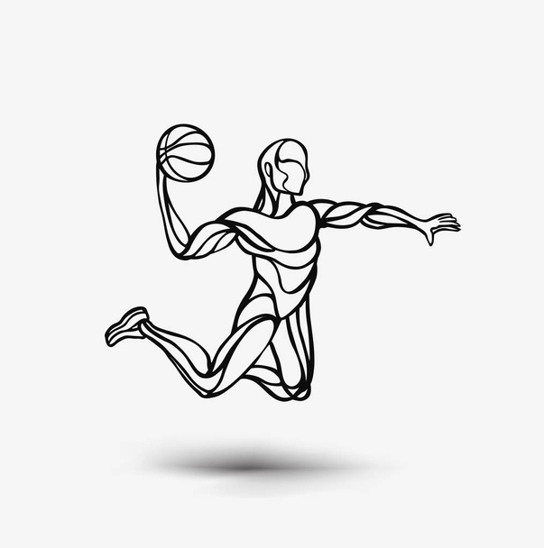 Basketballspieler springt dunking in Silhouette isoliert, Vektorillustration. - Vektor, Bild