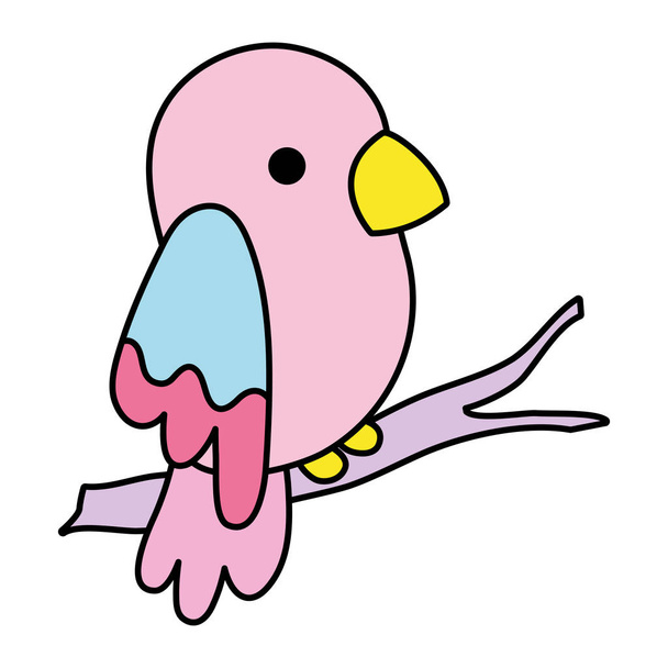 Linie Farbe Schönheit Papagei Vogel Tier im Zweig Vektor Illustration - Vektor, Bild