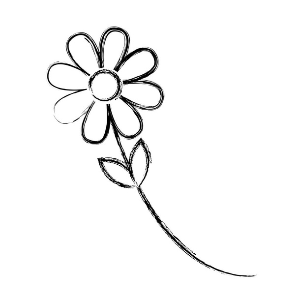 grunge φύση λουλούδι με όμορφη πέταλα και τα φύλλα εικονογράφηση διάνυσμα - Διάνυσμα, εικόνα
