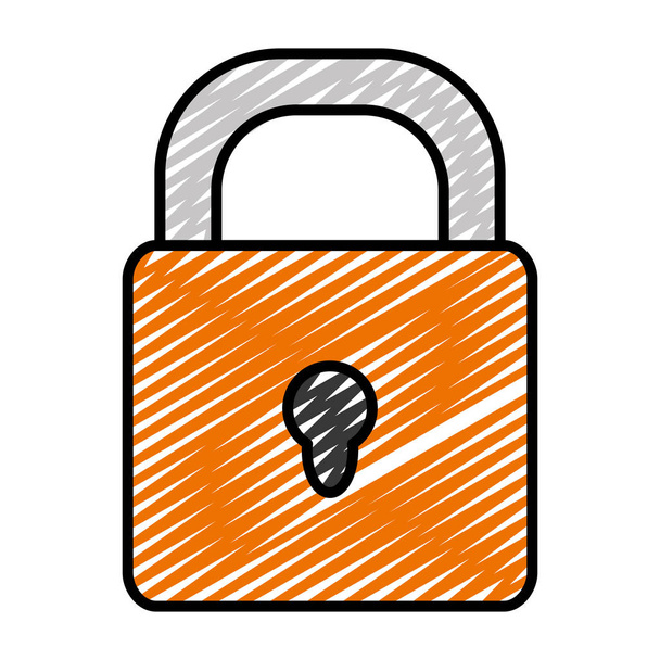 doodle close padlock security information object vector illustration - Vector, Image