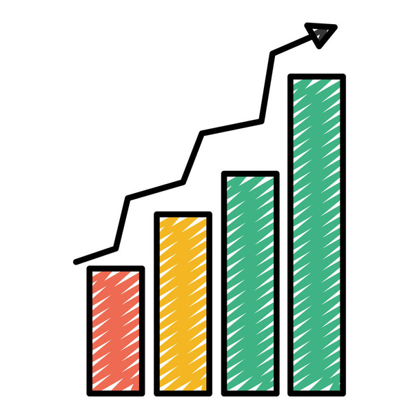doodle graphic statistics bar growing diagram vector illustration - Vector, Image