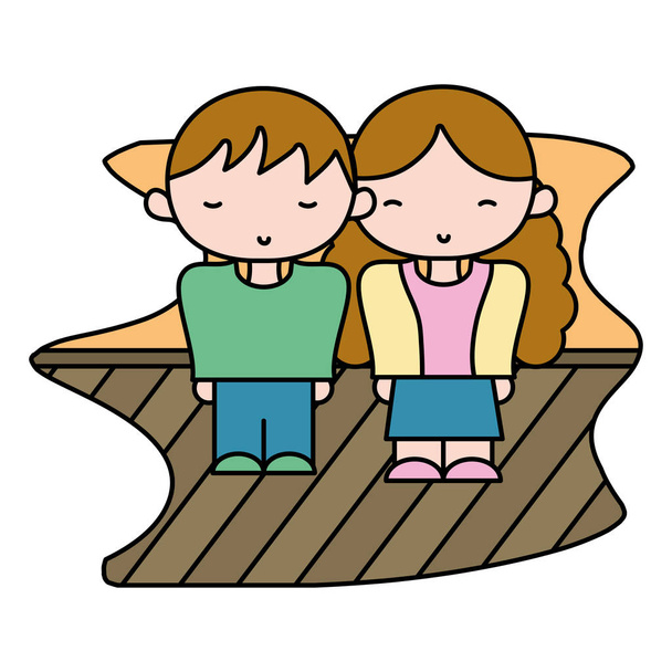 colore ragazzo e ragazza insieme con acconciatura disegno vettoriale illustrazione
 - Vettoriali, immagini