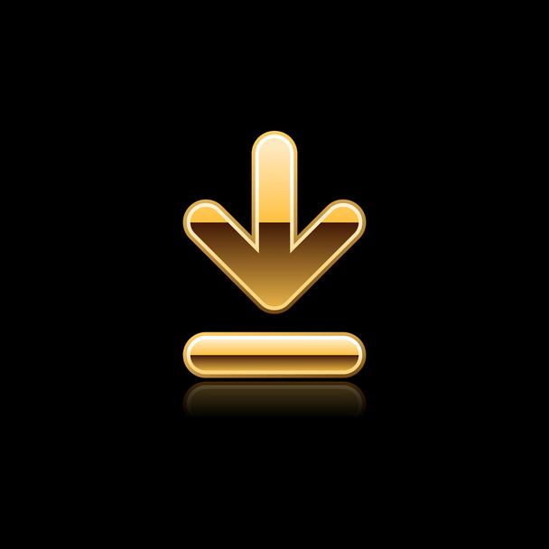 Gold download sign web 2.0 button. - Vector, Image
