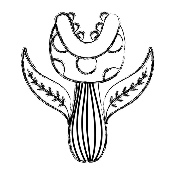Grunge videogame bloem plant met mond en tanden vectorillustratie - Vector, afbeelding