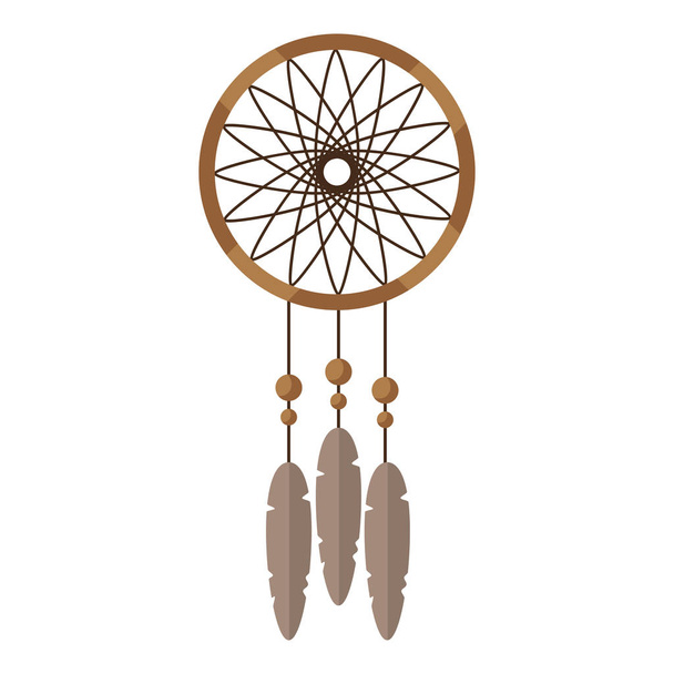 dream catcher with feather and ornament decoration vector illustration - Вектор, зображення