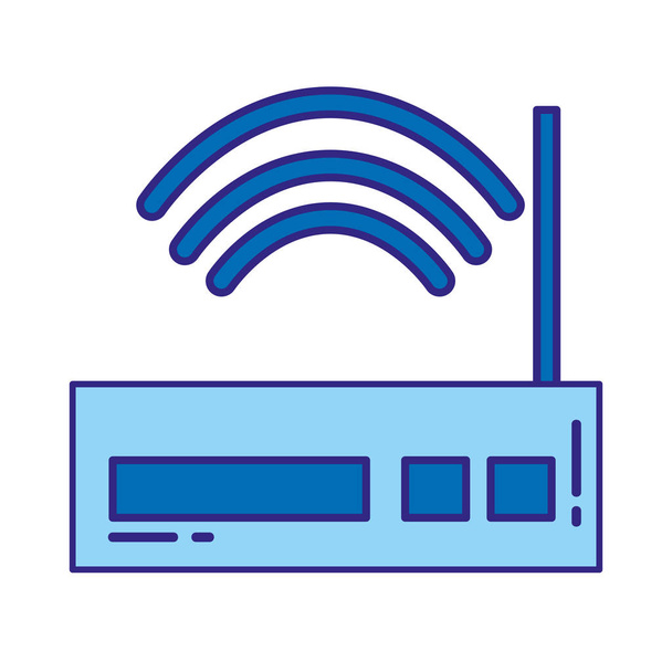 duo cor router wireless internet wifi tecnologia vetor ilustração
 - Vetor, Imagem