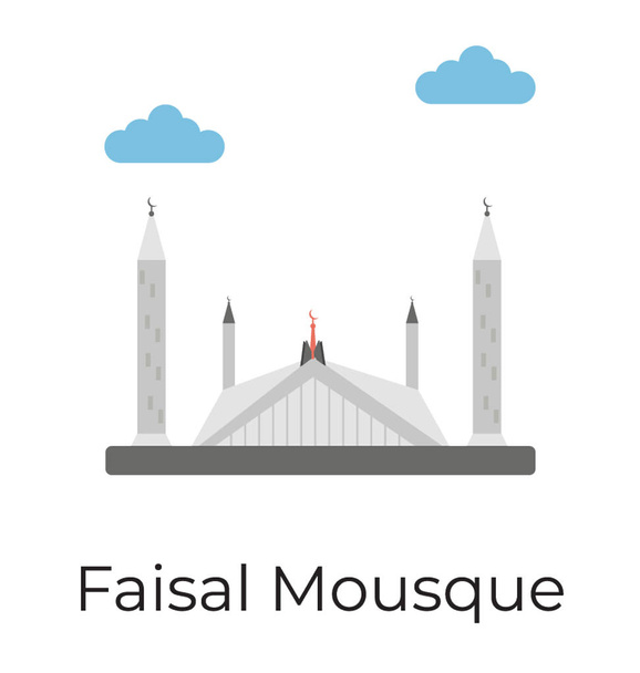 Flat icon of faisal mosque - Vector, imagen