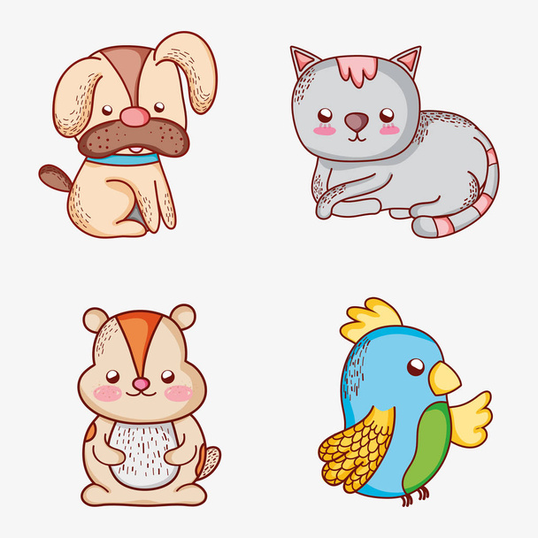 Set of pets doodles cartoons vector illustration graphic design - Вектор, зображення