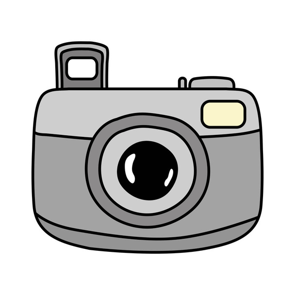 línea de color cámara digital profesional fotografía tecnología vector ilustración
 - Vector, Imagen