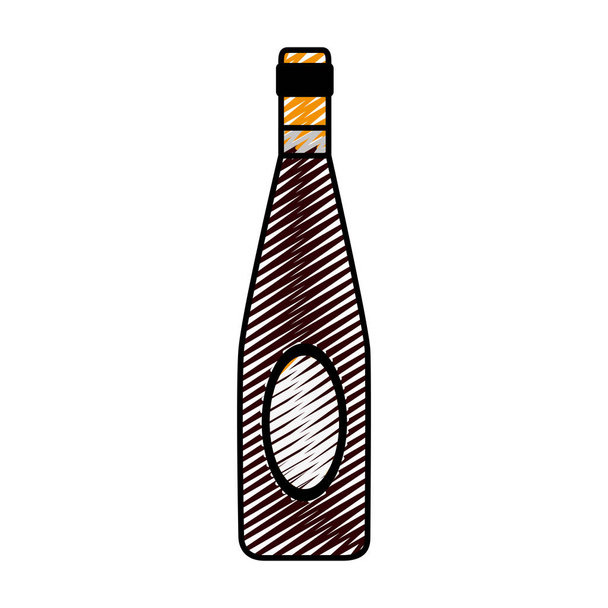 doodle wine bottle alchool beverage to celebrate vector illustration - Vector, Image