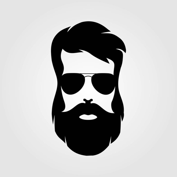 Bearded men, hipster face. Fashion silhouette, emblem, icon, label. Vector illustration - Vector, Image
