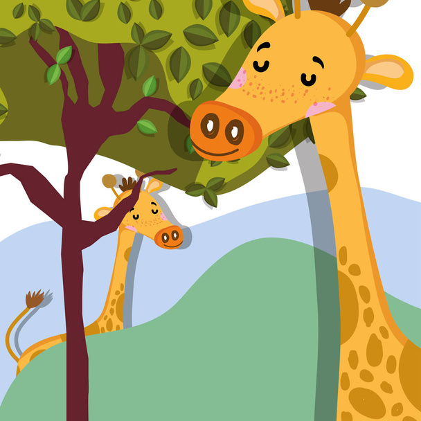 Graziose giraffe animali selvatici vettoriale illustrazione grafica
 - Vettoriali, immagini