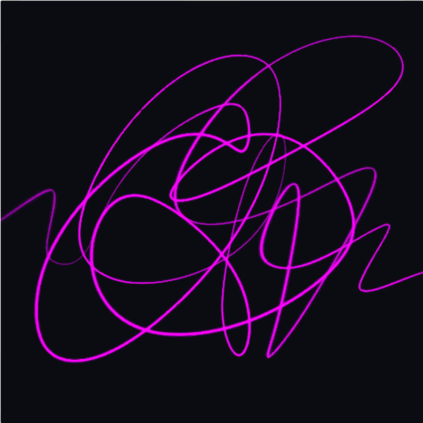 Неоновий писар об'єктів ескізу. Вібраційні лінії хвиль, ізольовані на темному тлі. Світловий живопис
 - Вектор, зображення