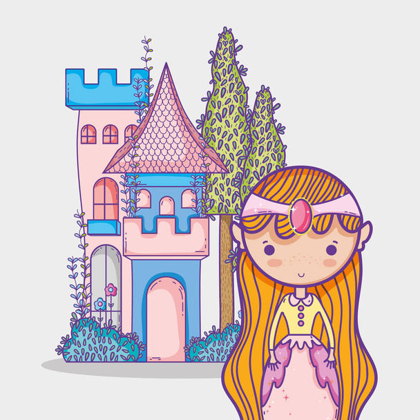 Mundo mágico pequena princesa mão desenho desenho cartoon vetor ilustração gráfico cores pastel, doce e bonito
 - Vetor, Imagem