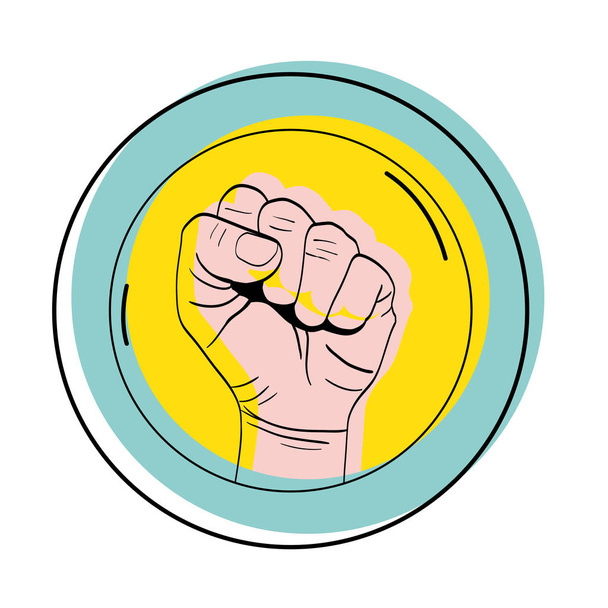 переміщена кольорова наклейка людина рука проти протесту Векторні ілюстрації
 - Вектор, зображення