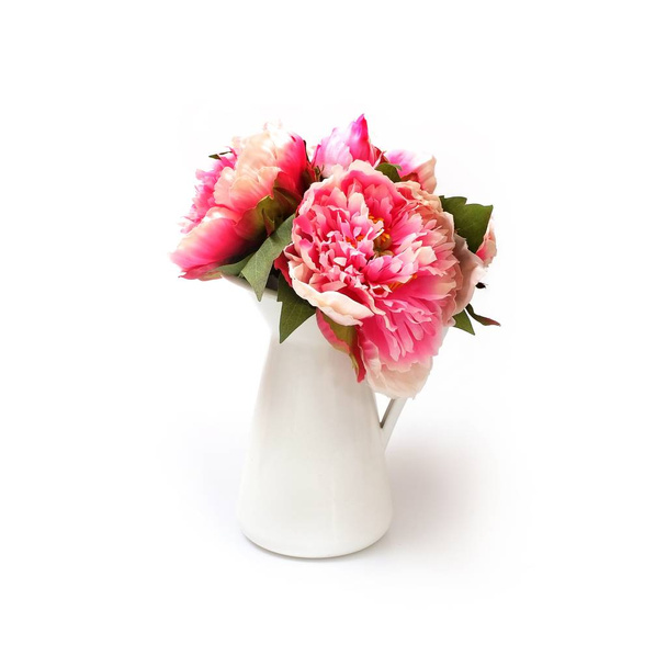 休日やイベントのお祝いの言葉を作成するピンクのバラの装飾的花束 - 写真・画像