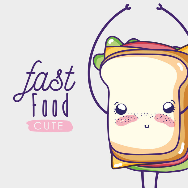 Sandwich niedlich kawaii cartoon vektor illustration grafik design - Vektor, Bild