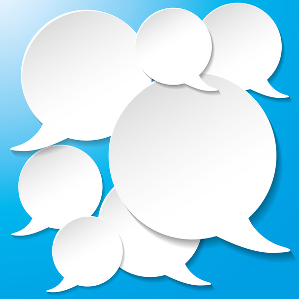 Συννεφάκια ομιλίας λευκό επικοινωνίας μπλε φόντο - Διάνυσμα, εικόνα