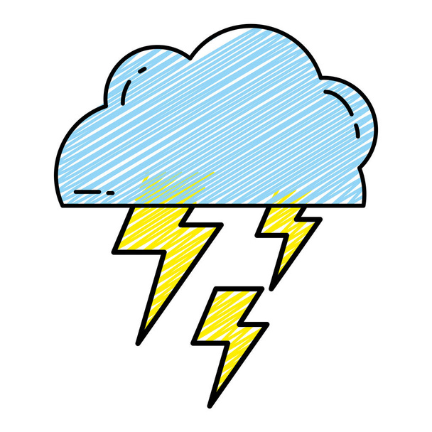 electry 光線ベクトル図に雷の天気と雲を落書き - ベクター画像