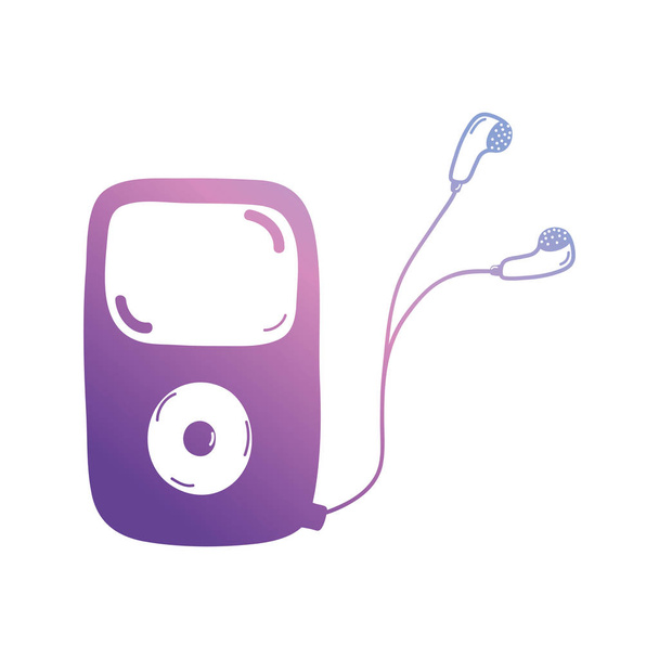 Zeile mp3-Player zum Musikhören mit Kopfhörer Vektor Illustration - Vektor, Bild